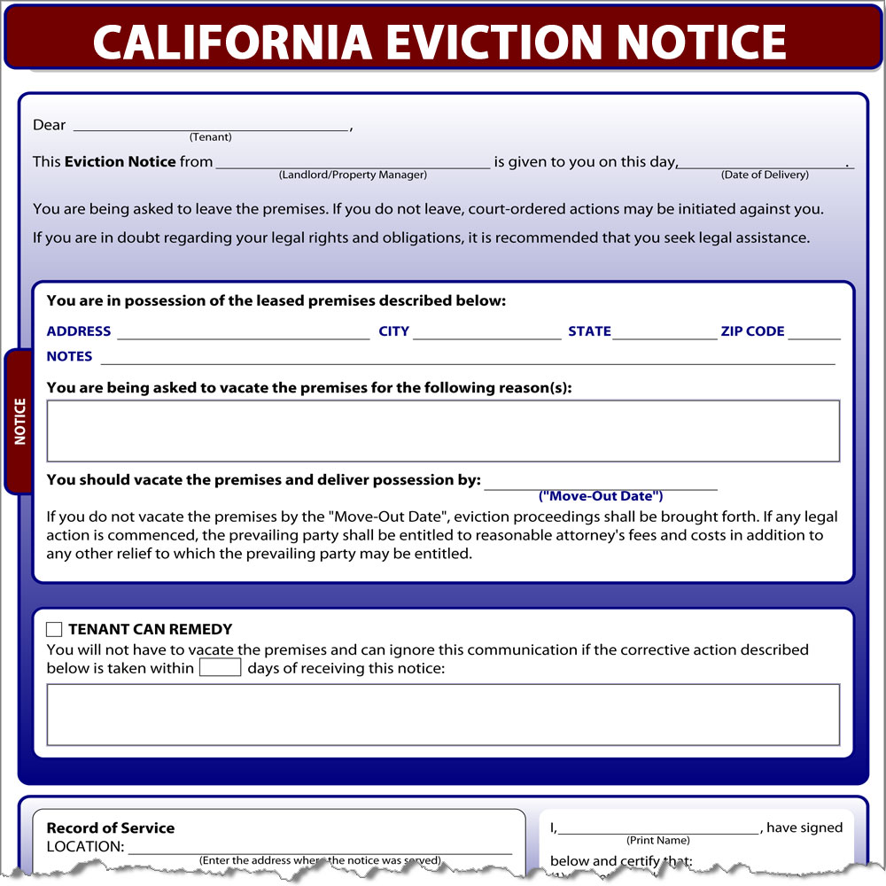 Free California Eviction Notice Forms Ca Notice To Quit Formspal Free