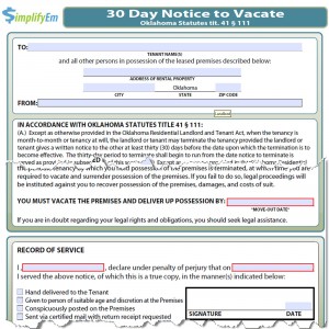 oklahoma notice vacate form
