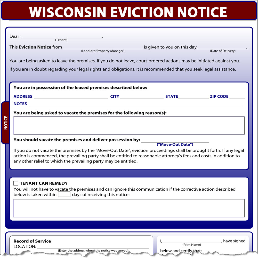 Eviction Notice Template Wisconsin TUTORE ORG Master of Documents