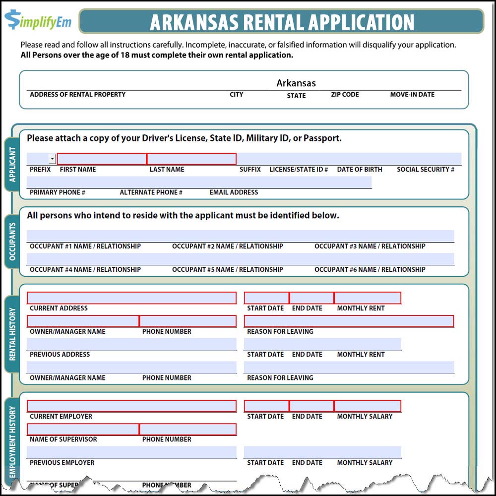 Rental Application Form Fillable Printable Forms Free Online