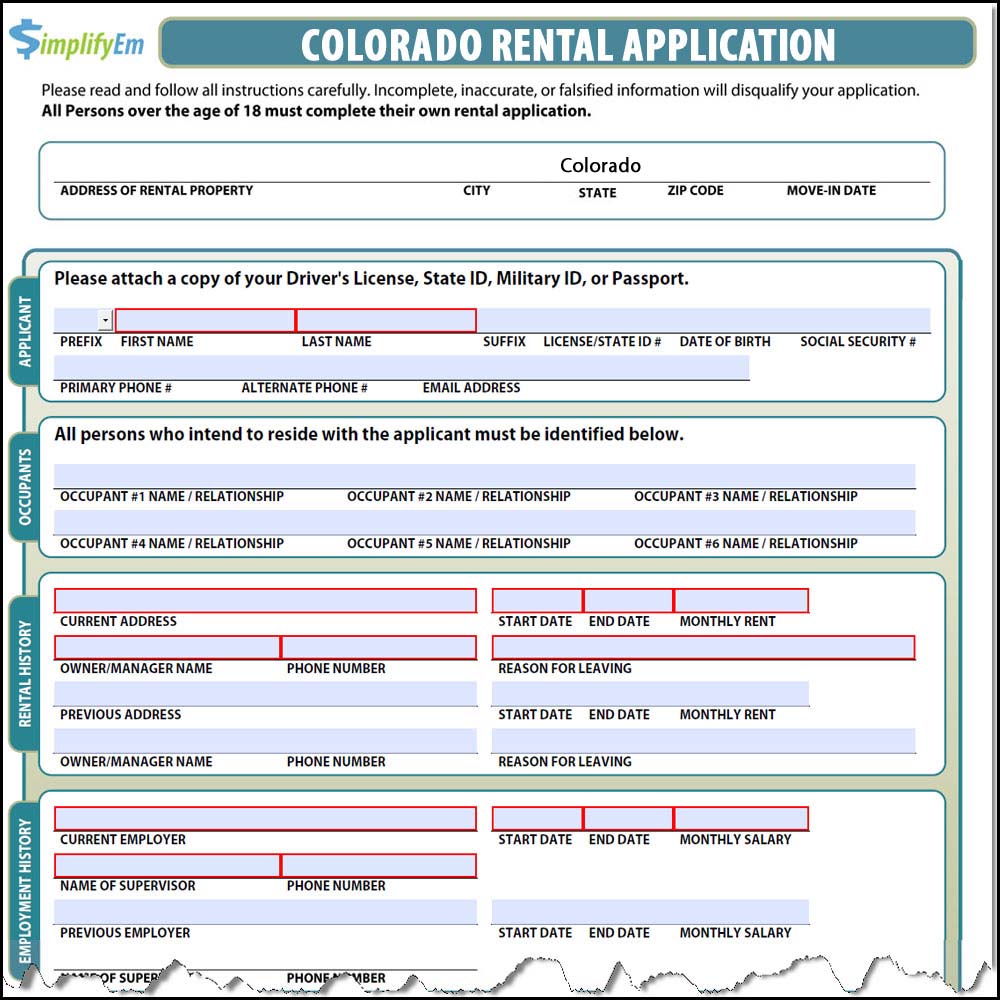 Colorado Rental Application