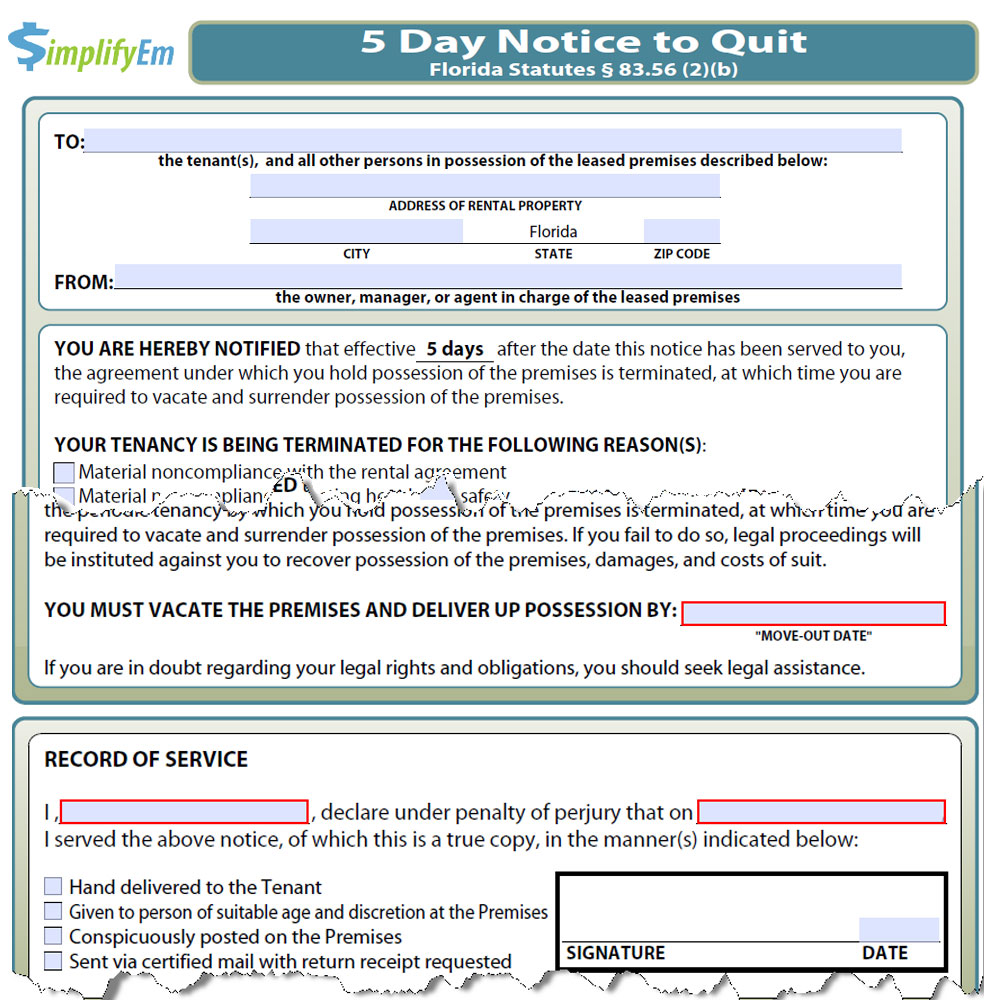 Florida Notice To Quit