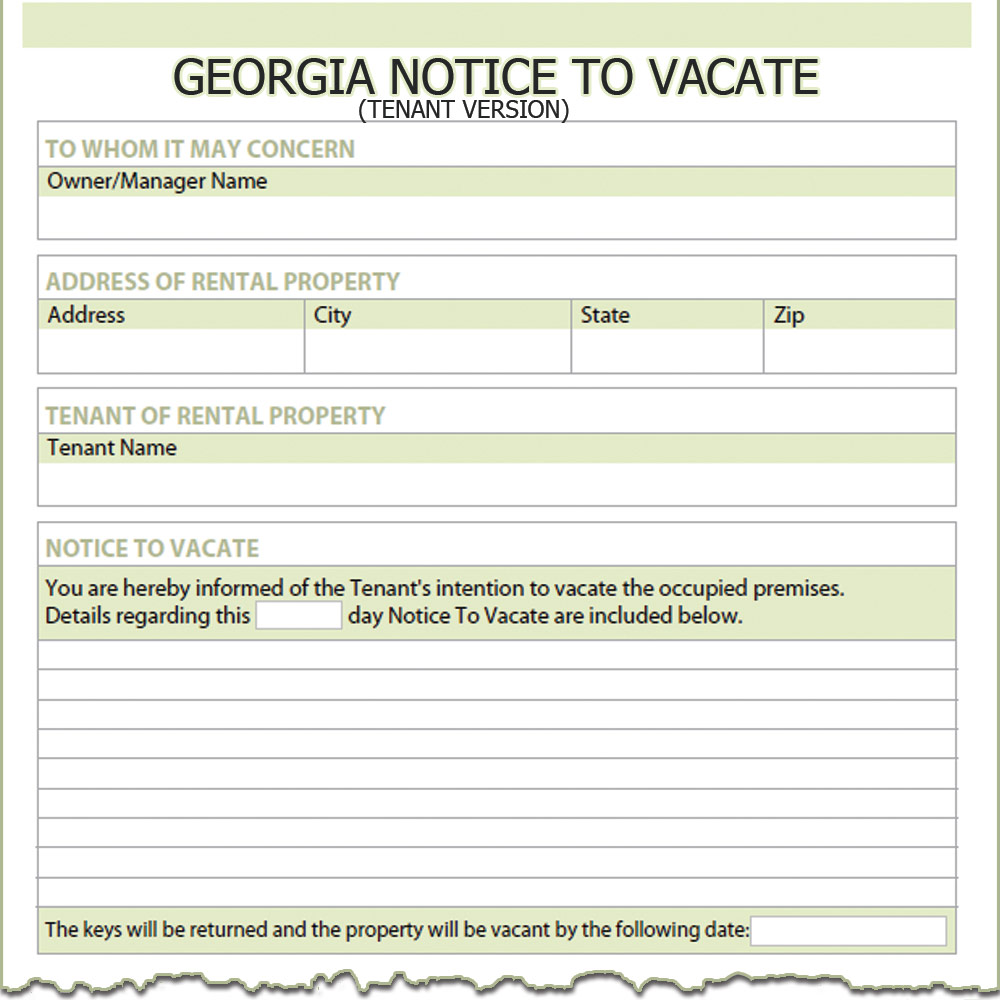 Georgia Tenant Notice To Vacate