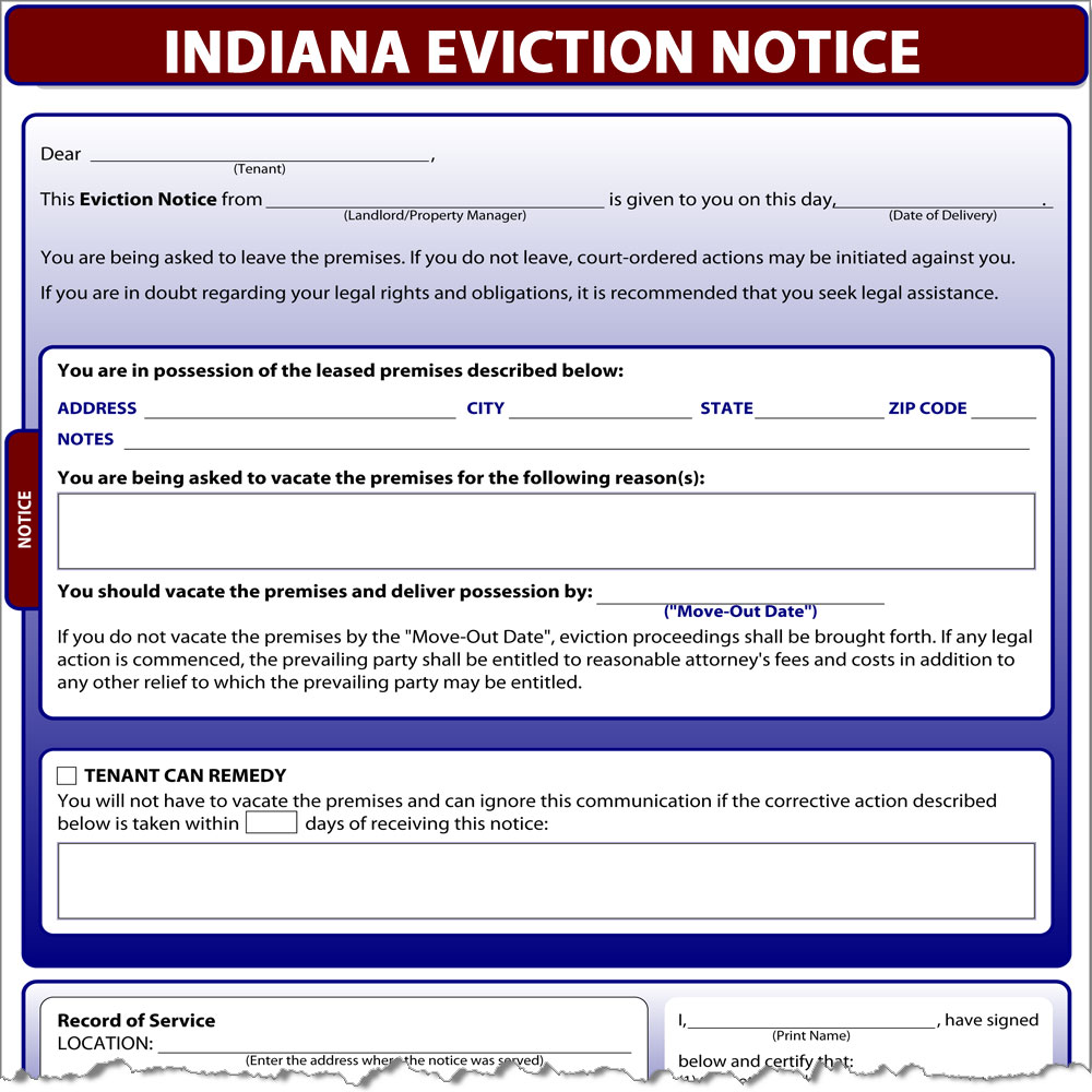 Free Indiana Eviction Notice Forms Process And Laws Pdf Word Eforms Bank2home