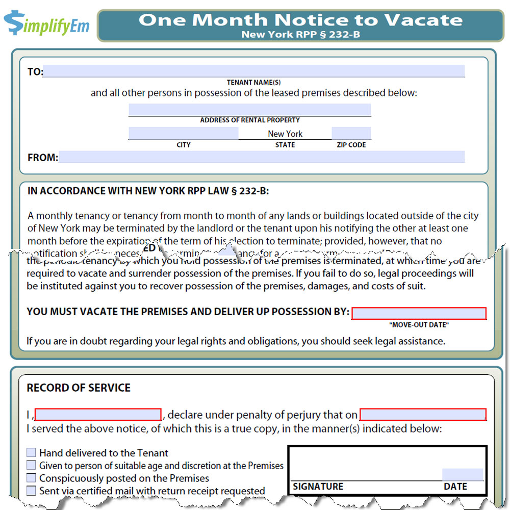 New York Landlord Notice To Vacate