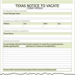 Texas Tenant Notice to Vacate