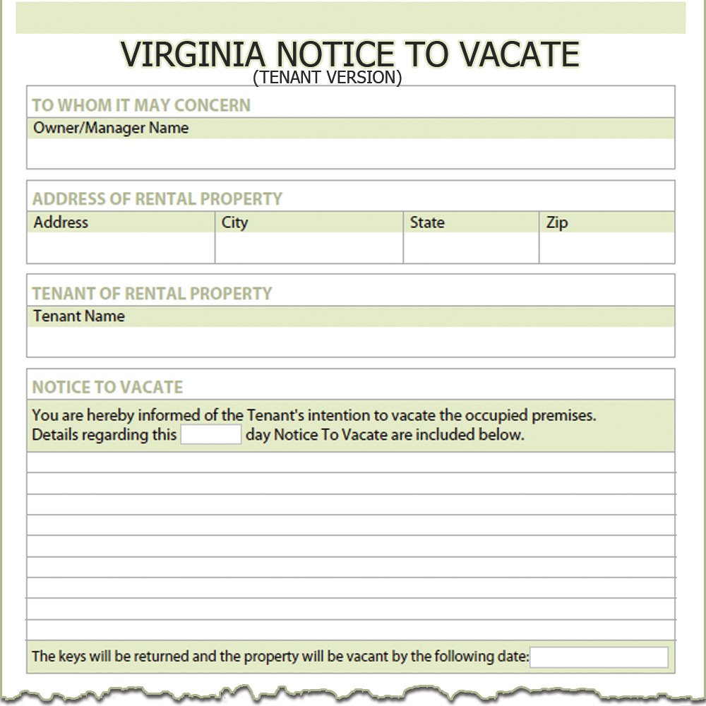 Virginia Tenant Notice To Vacate