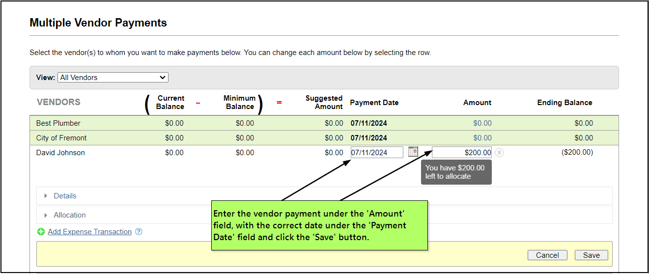 Multi Vendor Payment