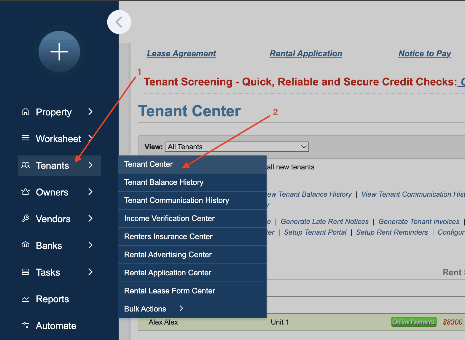 How can I automate or print rent reminders for my tenants?