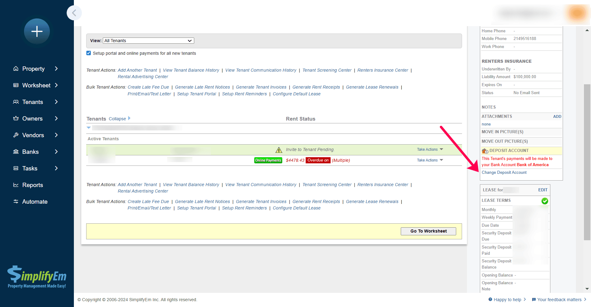 Change Bank Account for Rent Payments - SimplifyEm
