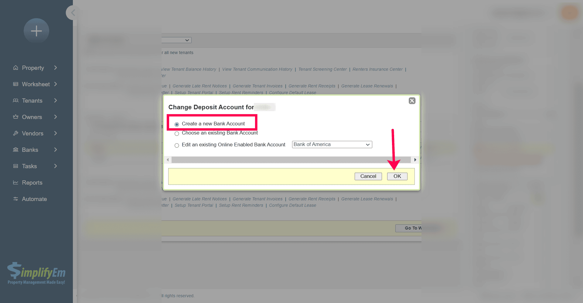 Change Bank Account for Rent Payments - SimplifyEm