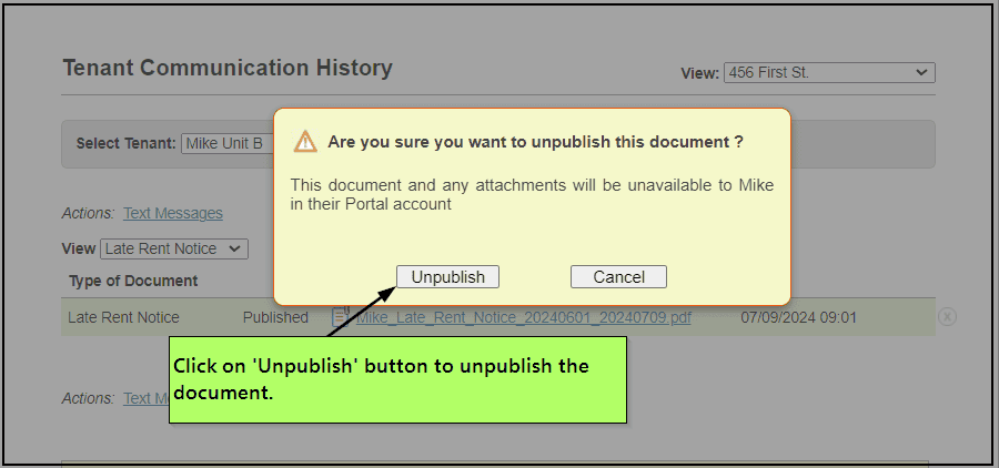 Unpublish a document