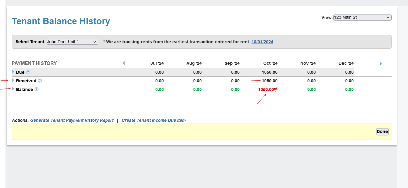 Un-allocate a rent amount